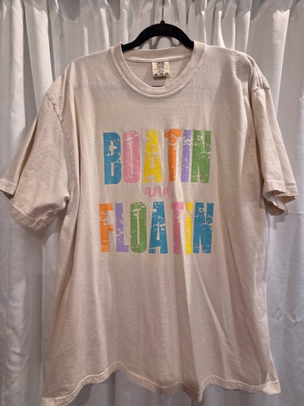 Boatin and Floatin ~ Cream Comfort Colors T-Shirt ~ XLarge